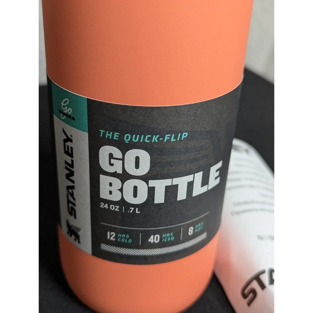 Stanley Quick Flip Go Bottle 24oz Stainless Steel Tumbler Flip-Lid peach coral - Picture 3 of 12